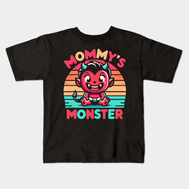 Mommy's Monster | Cute mischief baby boy design | Mama and baby boy bond Kids T-Shirt by Nora Liak